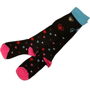 Hearts Compression Black Knee-High Size S/M Socks New